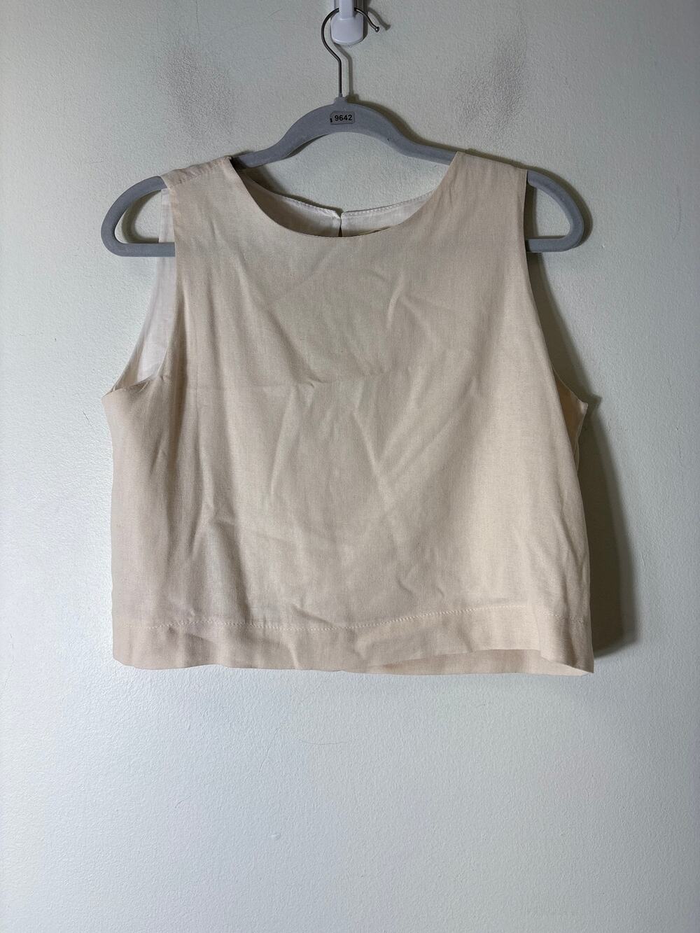 Babette Off White Sleeveless Linen Cropped Top Sz XS